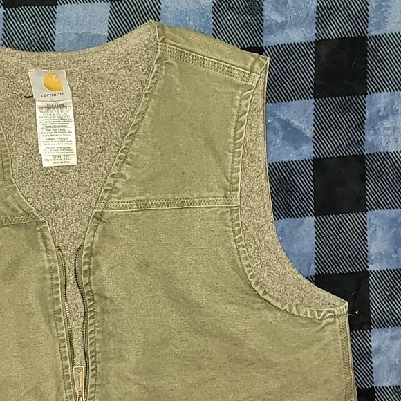 Vintage. Carhartt. USA Components. Zip Vest. Fleece-lined.  Men's size LT - Picture 6 of 16